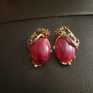Red Clip On Earrings